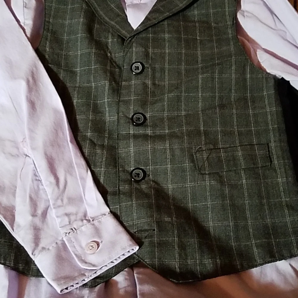 George 3 Piece Set Vest Pants Button Down Shirt